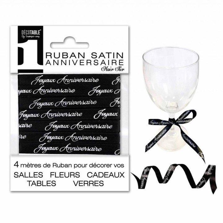 Ruban en satin "Joyeux Anniversaire" - 4 m | Le Géant de la Fête
