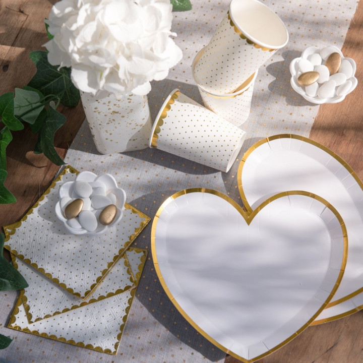 Serviettes cocktail à bordure dorée - lot de 20 | Le Géant de la Fête