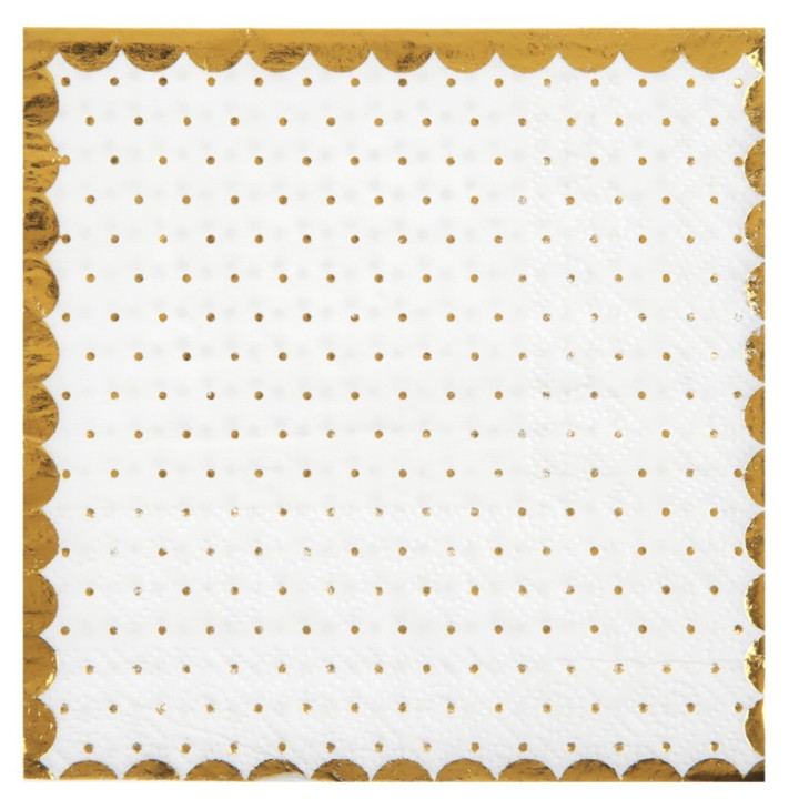 Serviettes cocktail à bordure dorée - lot de 20 | Le Géant de la Fête