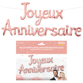 Guirlande de ballons alu "Joyeux Anniversaire" - Métal | Le Géant de la Fête