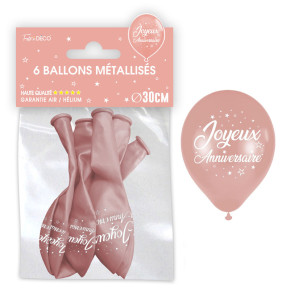 Ballons "Joyeux anniversaire" - Métal - lot de 6 | Le Géant de la Fête