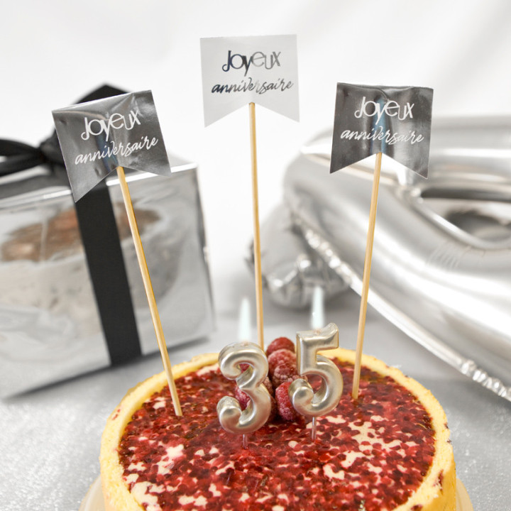 Piques gâteau "Joyeux Anniversaire" - lot de 10 | Le Géant de la Fête