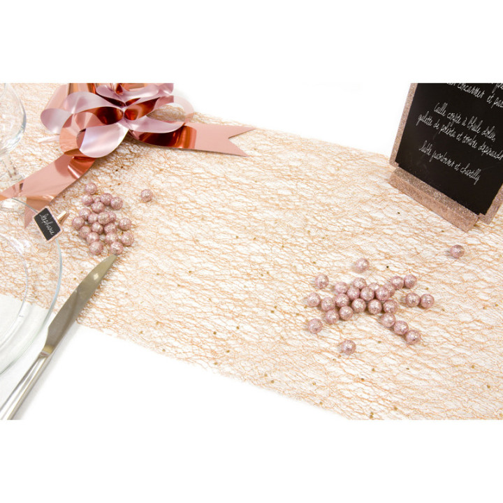 Chemin de table - Résille et paillettes - 28 cm x 5 m | Le Géant de la Fête