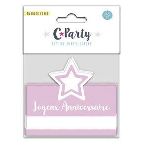 Marques place "Joyeux anniversaire" - Étoiles - lot de 6 | Le Géant de la Fête