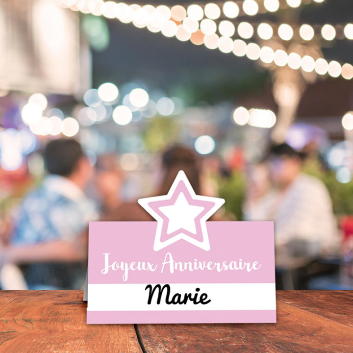 Marques place "Joyeux anniversaire" - Étoiles - lot de 6 | Le Géant de la Fête