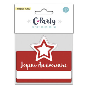 Marques place "Joyeux anniversaire" - Étoiles - lot de 6 | Le Géant de la Fête