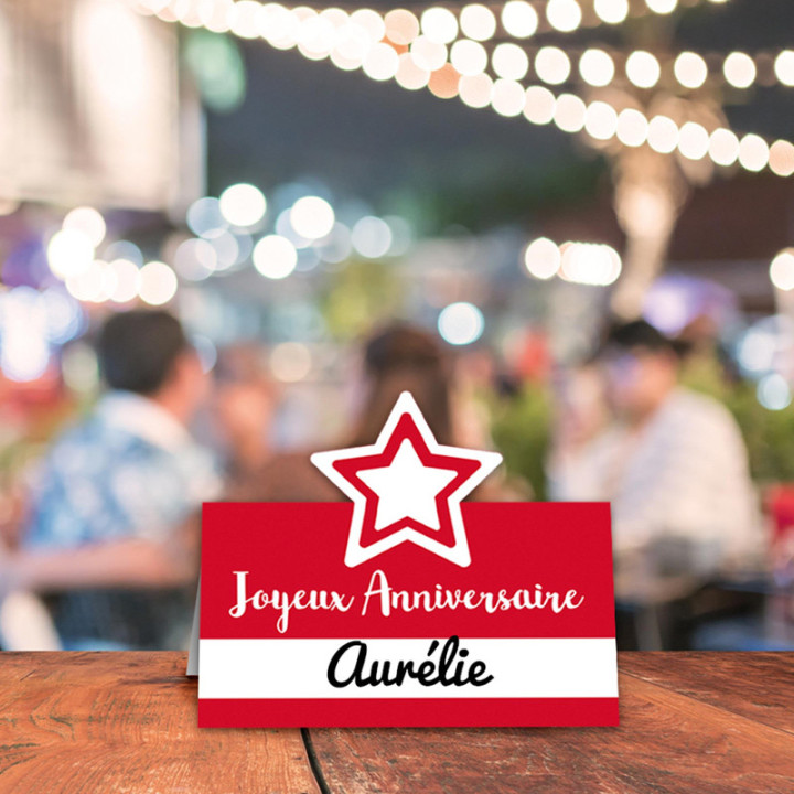 Marques place "Joyeux anniversaire" - Étoiles - lot de 6 | Le Géant de la Fête