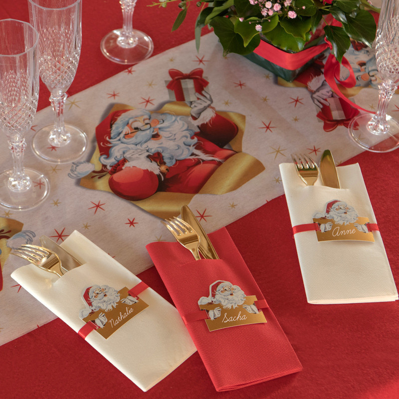 BETESSIN Lot De 50 Marques-Places Père Noël – Cartes De Table Noël 8,6x11,4 Cm – Décoration Festive Joyeuse
