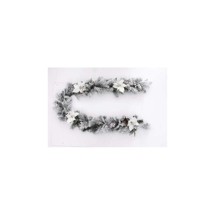Guirlande de sapin et poinsettia - 2 m - Blanc | Le Géant de la Fête