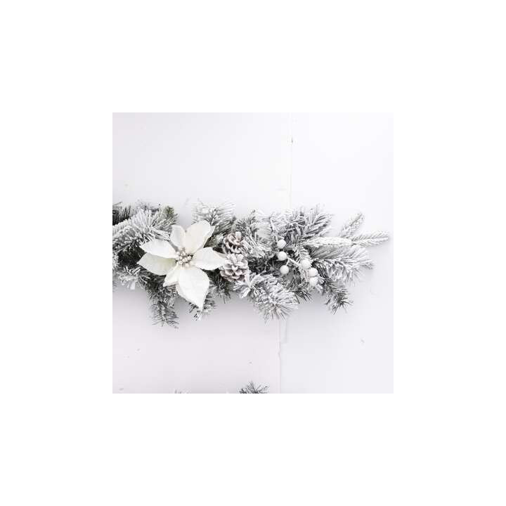 Guirlande de sapin et poinsettia - 2 m - Blanc | Le Géant de la Fête