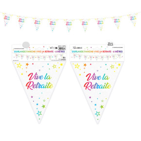 Guirlande “Vive la retraite” - 6 m - Multicolore | Le Géant de la Fête