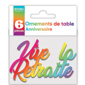 Grands confettis de table “Vive la retraite” - lot de 6 - Multi | Le Géant de la Fête