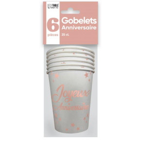 Gobelets "Joyeux Anniversaire" - Étoiles - lot de 6 | Le Géant de la Fête