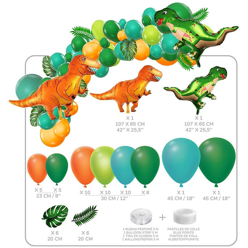 Ballons Dinosaure 3D - Lot De 8 Ballons Géants Pour Fête D'anniversaire Thème Jungle - Aluminium Hélium Ou Air - 5