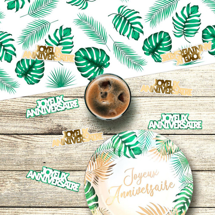 Confettis de table “Joyeux Anniversaire”- Tropical Party - lot de 20 | Le Géant de la Fête