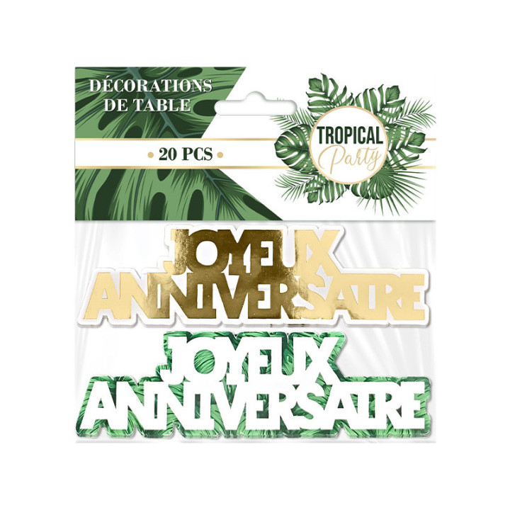 Confettis de table “Joyeux Anniversaire”- Tropical Party - lot de 20 | Le Géant de la Fête