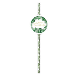 Pailles “Joyeux Anniversaire”- Tropical Party - lot de 12 | Le Géant de la Fête