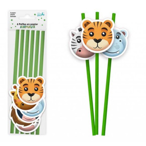 Pailles - Animaux de la jungle baby - lot de 6 | Le Géant de la Fête