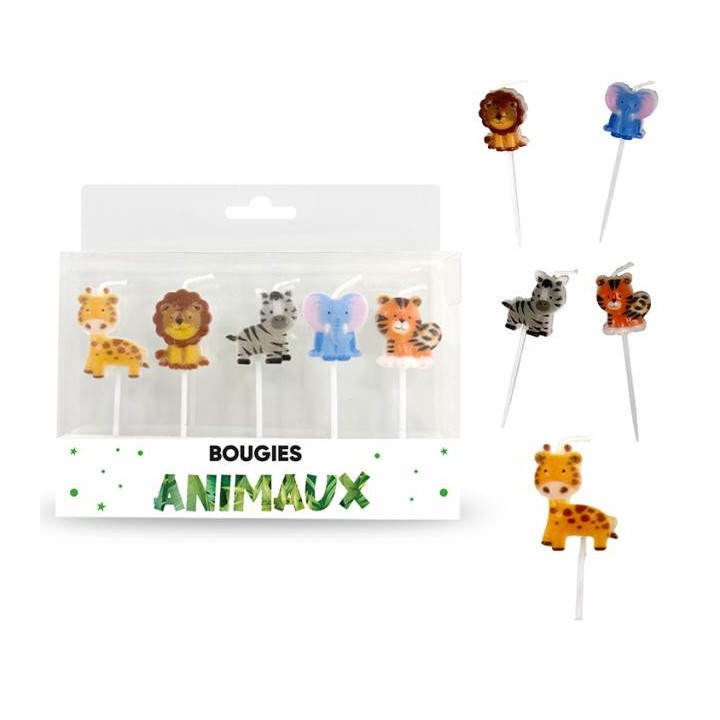 Bougies - Animaux de la jungle baby - lot de 5 | Le Géant de la Fête