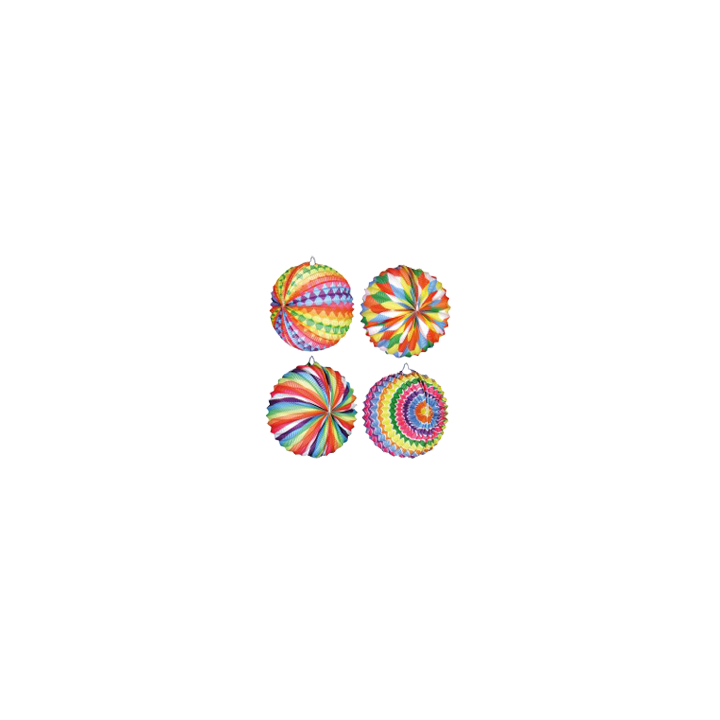 Lampions boule bariolés - 22 cm - lot de 12 - Multicolore | Le Géant de la Fête