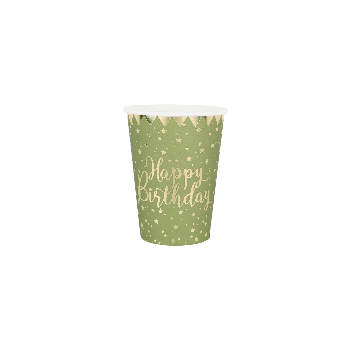 Lot De 72 Assiettes De Fête Anniversaire Vert Sauge Doré - Gobelets Serviettes Pour 24 Invités