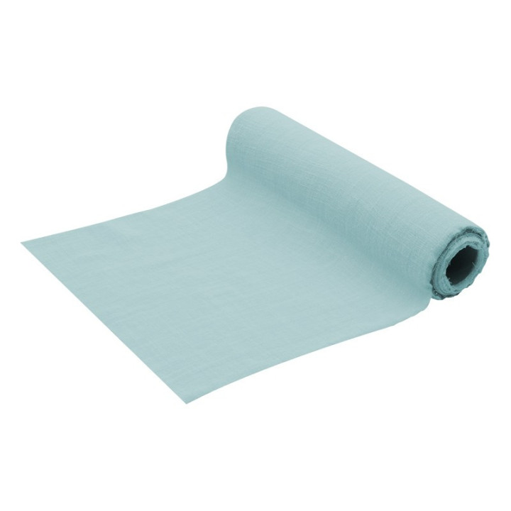 Chemin de table - Coton lavé - 30 cm x 5 m - Bleu | Le Géant de la Fête