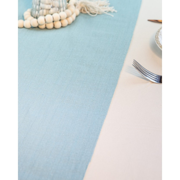 Chemin de table - Coton lavé - 30 cm x 5 m - Bleu | Le Géant de la Fête