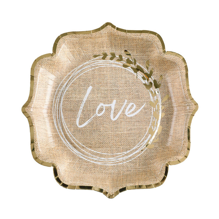 Assiettes festonnées - Mariage au naturel - lot de 10 | Le Géant de la Fête