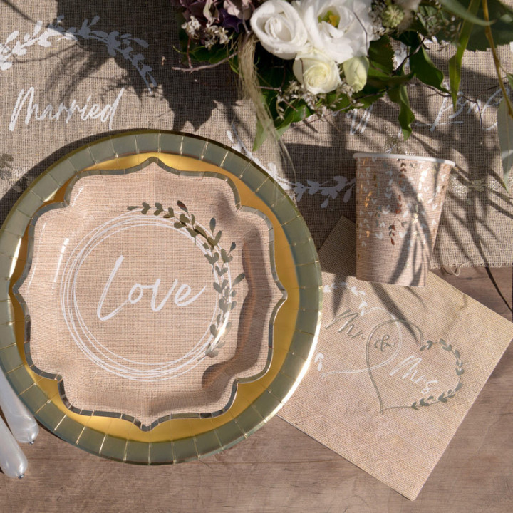 Assiettes festonnées - Mariage au naturel - lot de 10 | Le Géant de la Fête