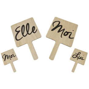 Pancartes "Elle/Moi" et "Lui/Moi" - Bois | Le Géant de la Fête