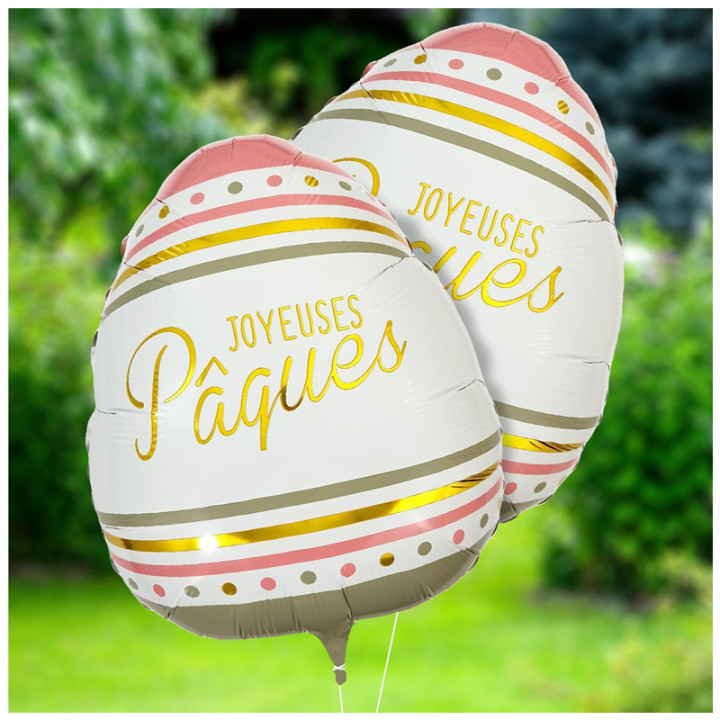 Ballon métallique "Joyeuses Pâques" - Oeuf - 35 cm | Le Géant de la Fête