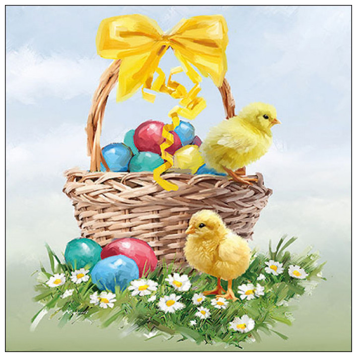 Serviettes décorées - Panier de Pâques - lot de 20 | Le Géant de la Fête