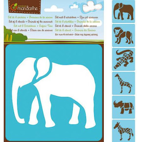 Set de pochoirs - Animaux de la savane - lot de 6 | Le Géant de la Fête