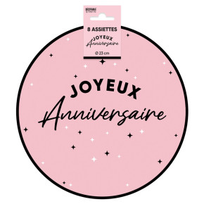Assiettes "Joyeux anniversaire" - Etoiles - lot de 8 | Le Géant de la Fête