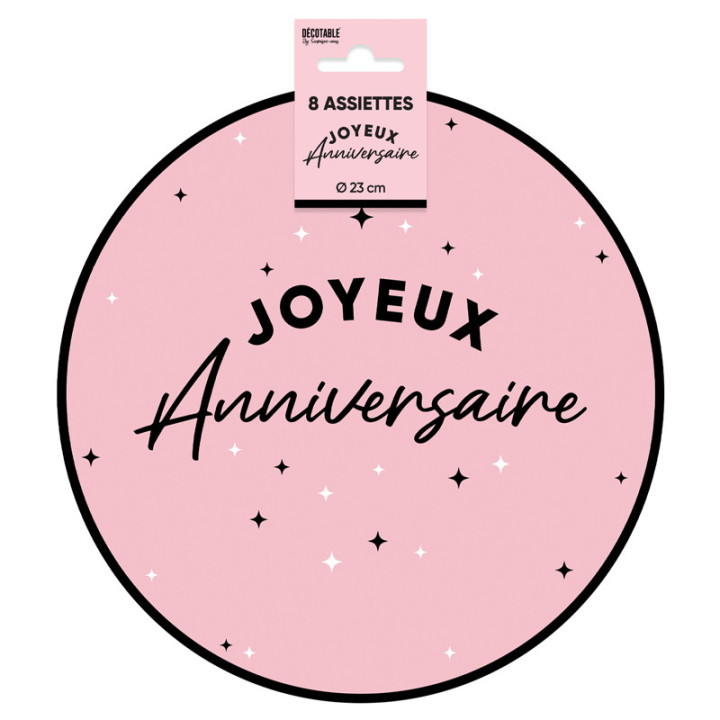 Assiettes "Joyeux anniversaire" - Etoiles - lot de 8 | Le Géant de la Fête