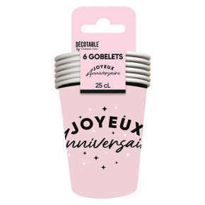 Gobelets "Joyeux Anniversaire" - Étoiles - lot de 6 | Le Géant de la Fête