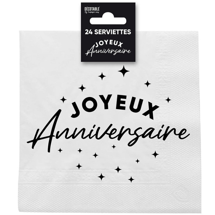Serviettes "Joyeux anniversaire" - Etoiles - lot de 24 | Le Géant de la Fête
