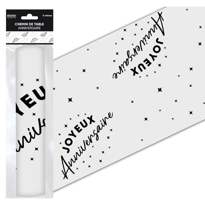Chemin de table "Joyeux Anniversaire" - Étoiles | Le Géant de la Fête