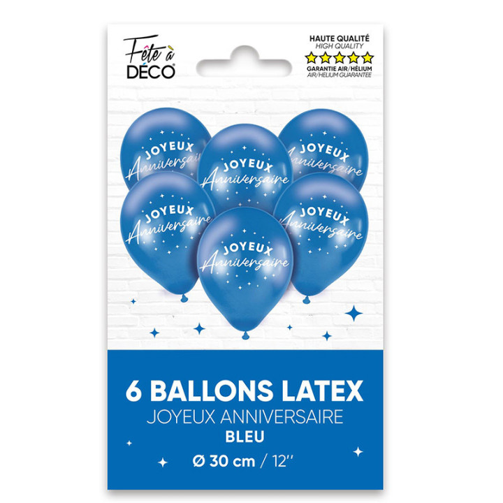 Ballons "Joyeux Anniversaire" - Étoiles - lot de 6 | Le Géant de la Fête