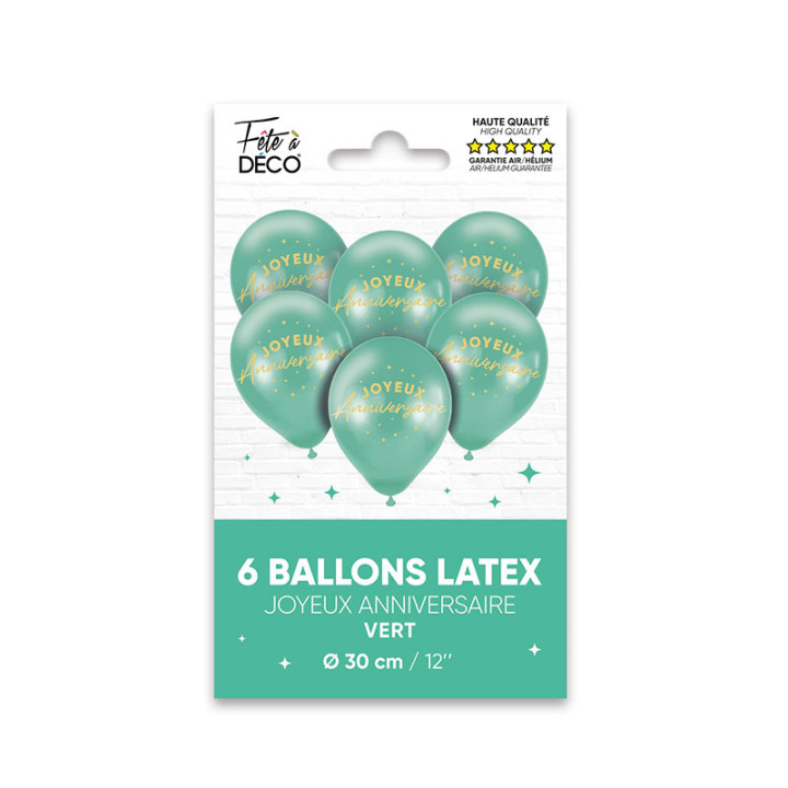 Ballons "Joyeux Anniversaire" - Étoiles - lot de 6 | Le Géant de la Fête