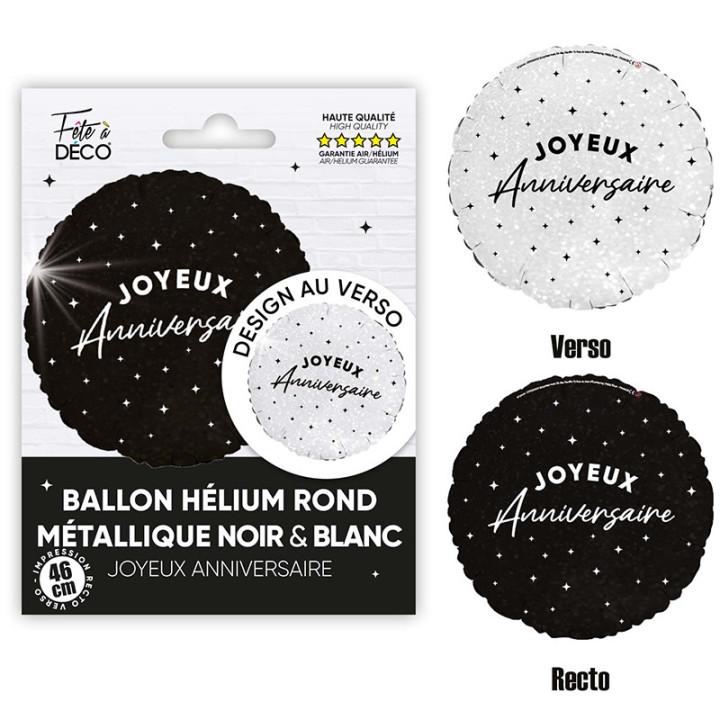 Ballon métallique "Joyeux Anniversaire" - Étoiles - 46 cm | Le Géant de la Fête