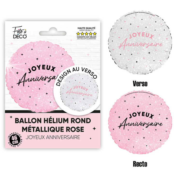 Ballon métallique "Joyeux Anniversaire" - Étoiles - 46 cm | Le Géant de la Fête