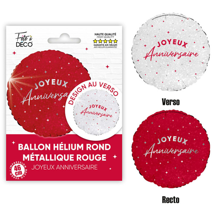 Ballon métallique "Joyeux Anniversaire" - Étoiles - 46 cm | Le Géant de la Fête