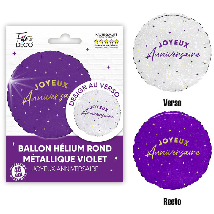 Ballon métallique "Joyeux Anniversaire" - Étoiles - 46 cm | Le Géant de la Fête