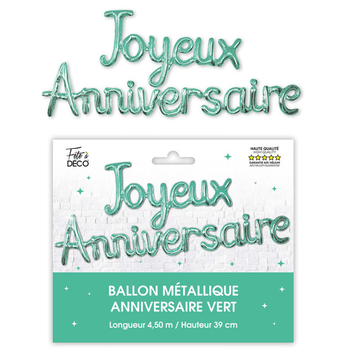Guirlande de ballons alu "Joyeux Anniversaire" - 4.50 m | Le Géant de la Fête