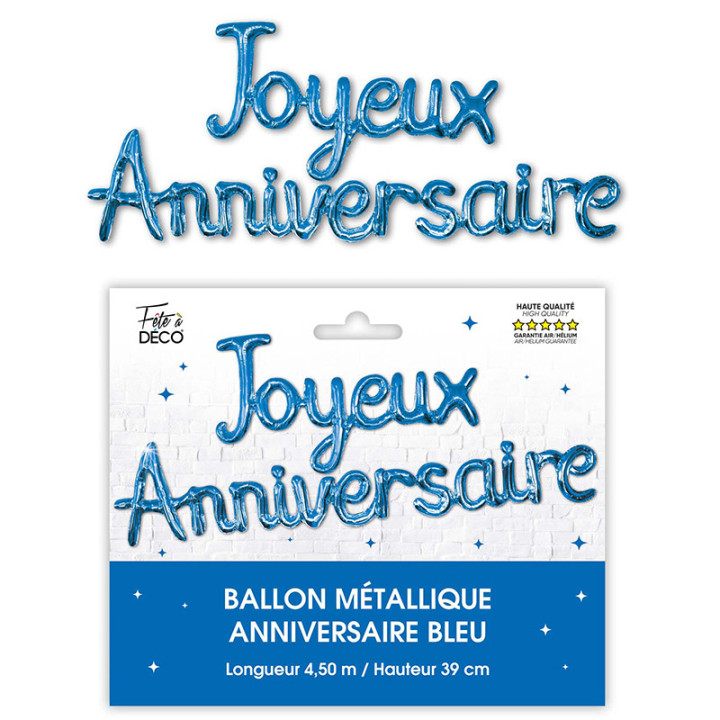 Guirlande de ballons alu "Joyeux Anniversaire" - 4.50 m | Le Géant de la Fête