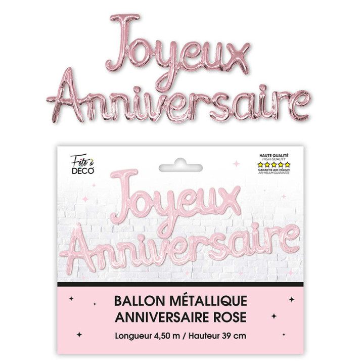 Guirlande de ballons alu "Joyeux Anniversaire" - 4.50 m | Le Géant de la Fête