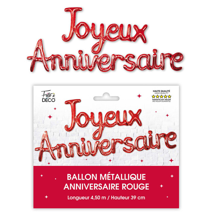 Guirlande de ballons alu "Joyeux Anniversaire" - 4.50 m | Le Géant de la Fête