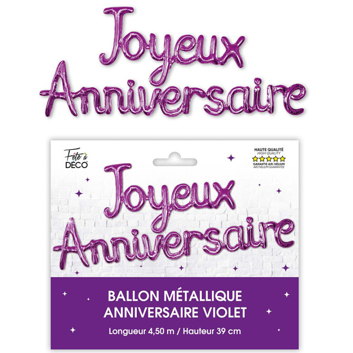 Guirlande de ballons alu "Joyeux Anniversaire" - 4.50 m | Le Géant de la Fête