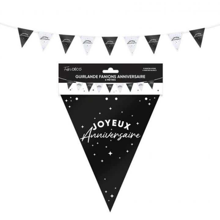 Guirlande pavillons "Joyeux anniversaire" - Étoiles | Le Géant de la Fête